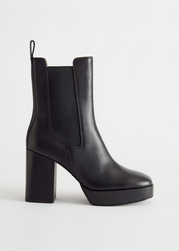 & Other Stories Everyday Leather Platform Boots Black