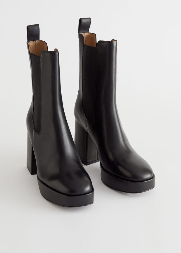& Other Stories Everyday Leather Platform Boots Black