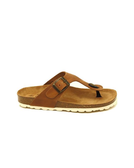 OE Shoes Ruffy Bio Sandal In Brown Leather