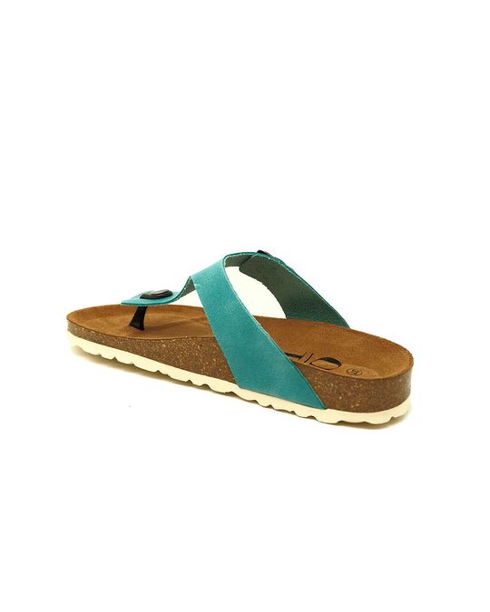 OE Shoes Ruffy Bio Sandal In Turquoise Leather