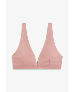 Ribbed Triangle Bra Dusty Pink