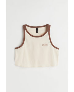 Cropped Tanktop Med Tryk Creme/bay Area