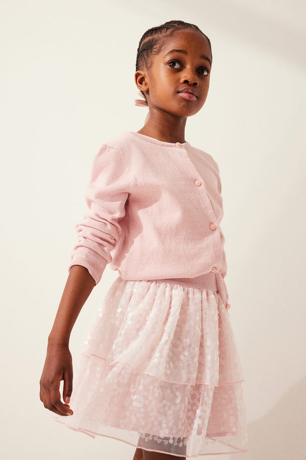 H&M Sequined Tulle Skirt Dusty Pink