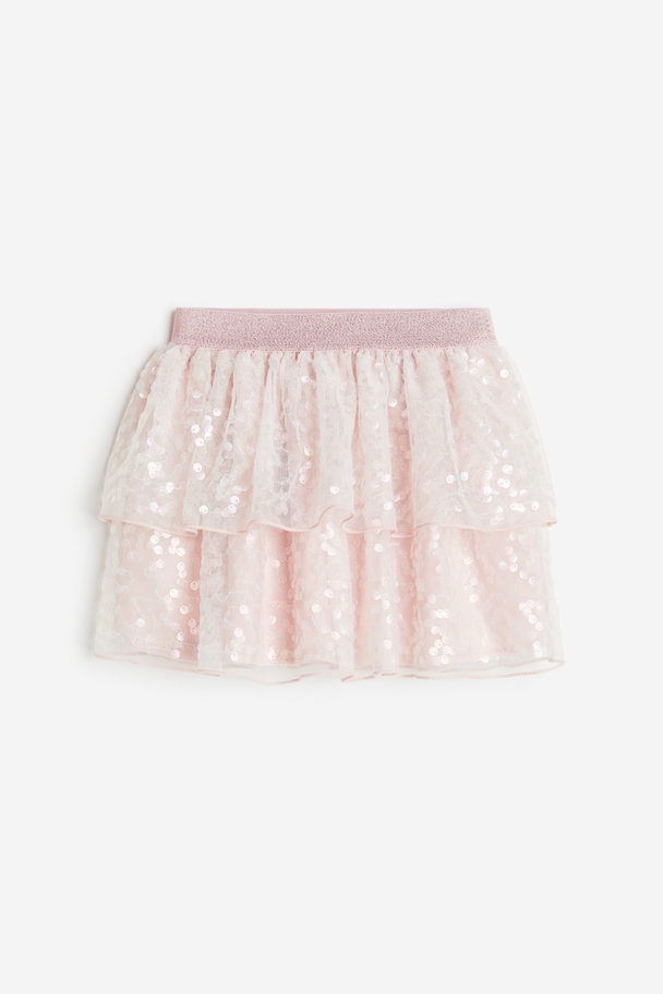H&M Sequined Tulle Skirt Dusty Pink