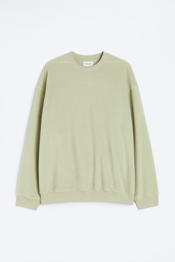 H&M Sweatshirt I Fleece Med Ficka Pistagegrön