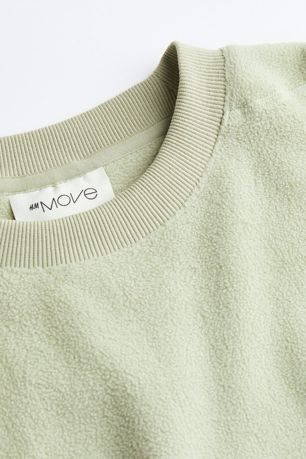 H&M Sweatshirt I Fleece Med Ficka Pistagegrön