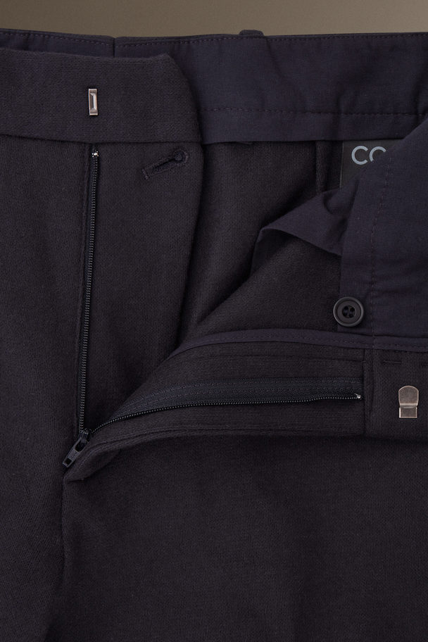 COS Wool-jersey Trousers - Straight Navy