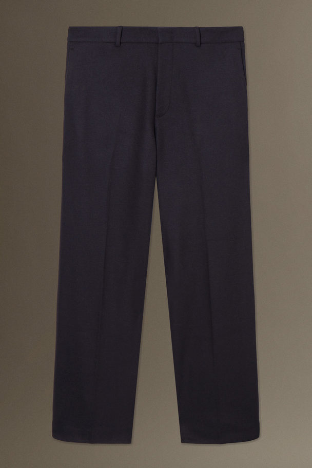 COS Wool-jersey Trousers - Straight Navy