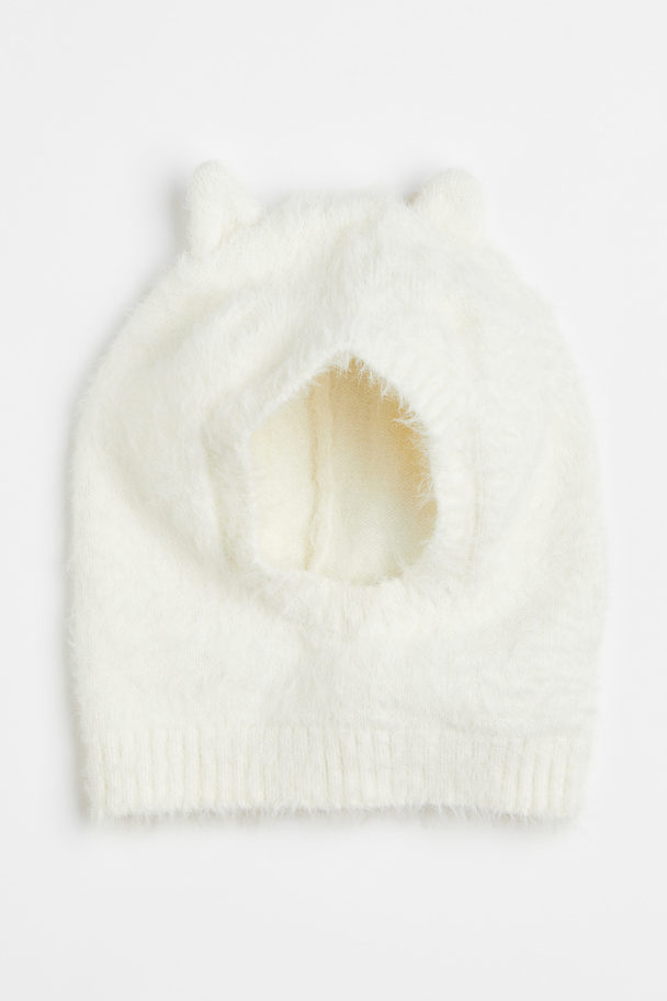 H&M Fluffy-knit Balaclava White