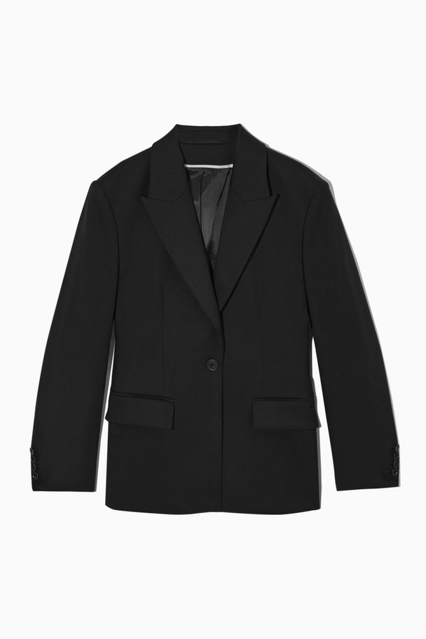 COS Slim-fit Waisted Wool-blend Blazer Black