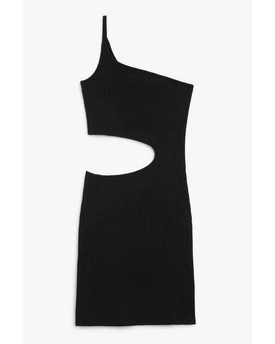 Monki One-shoulder Cut-out Dress Black