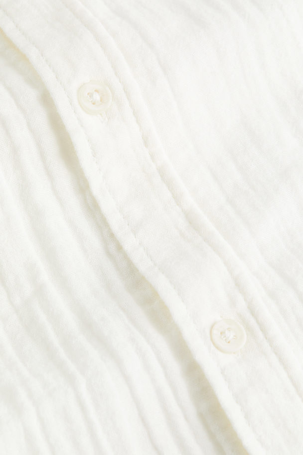 H&M Gecrinkeltes Baumwollhemd Weiß