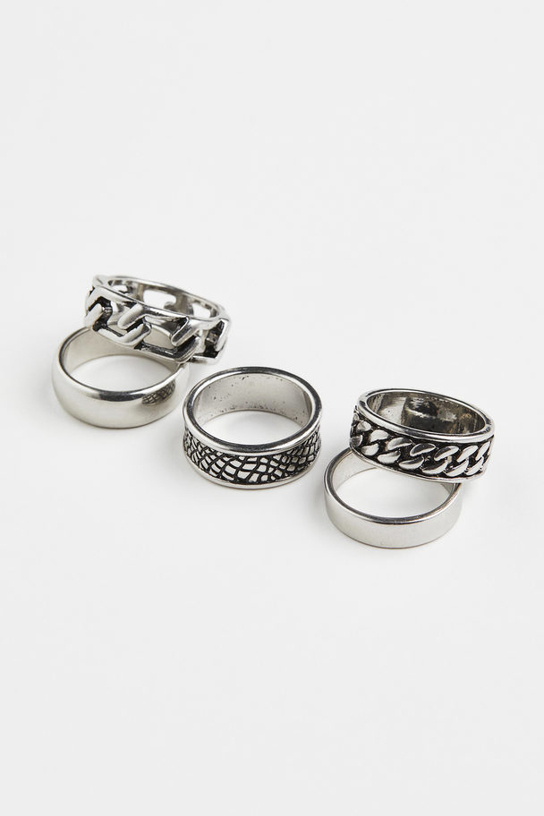 H&M 5-pack Rings Silver-coloured