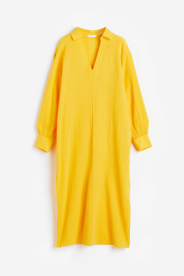 H&M Kleid mit Kragen Gelb