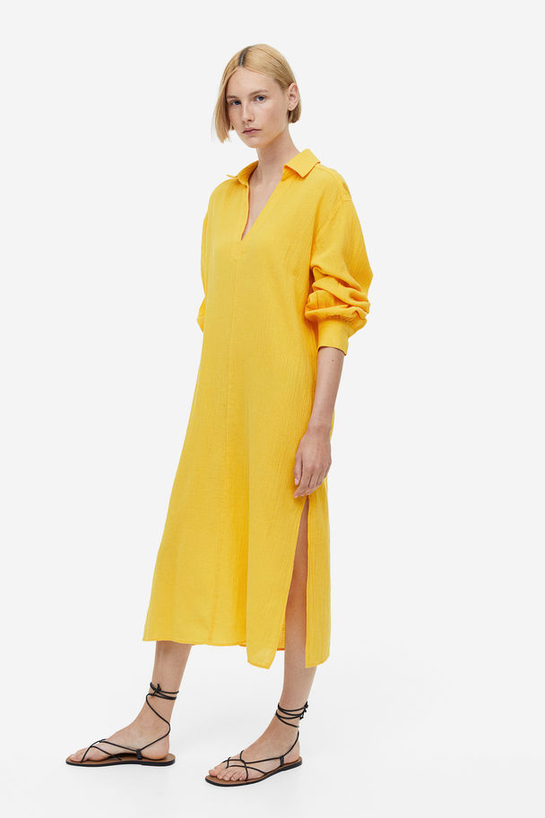 H&M Kleid mit Kragen Gelb