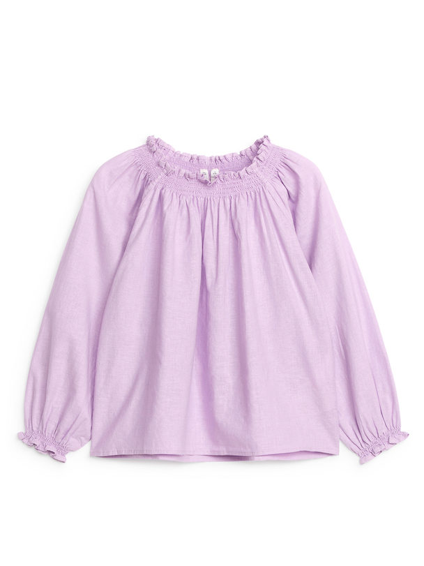 ARKET Gathered Linen Blouse Lilac
