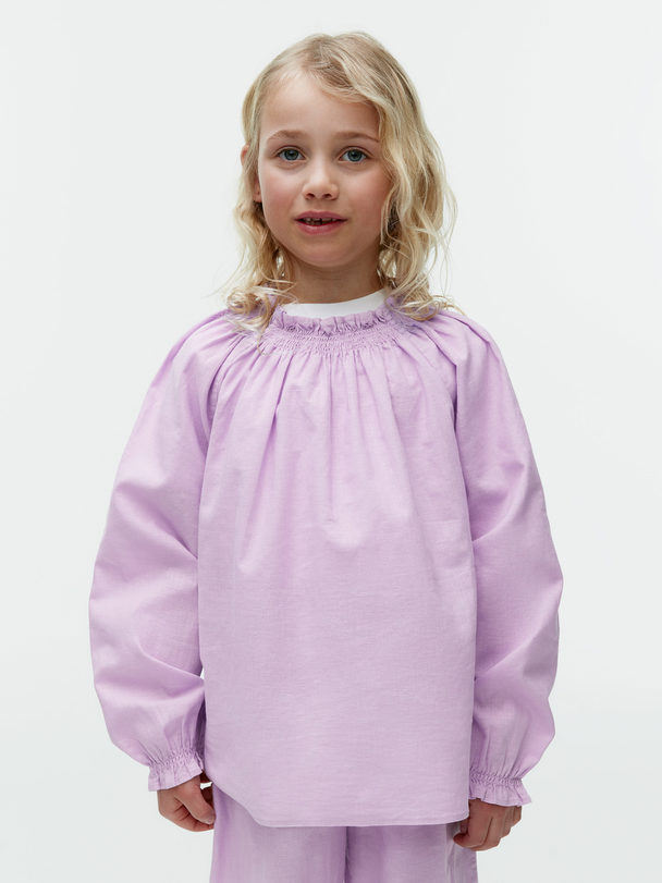 ARKET Gathered Linen Blouse Lilac