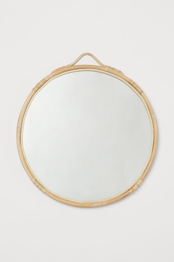 H&M HOME Rattan-framed Mirror Beige