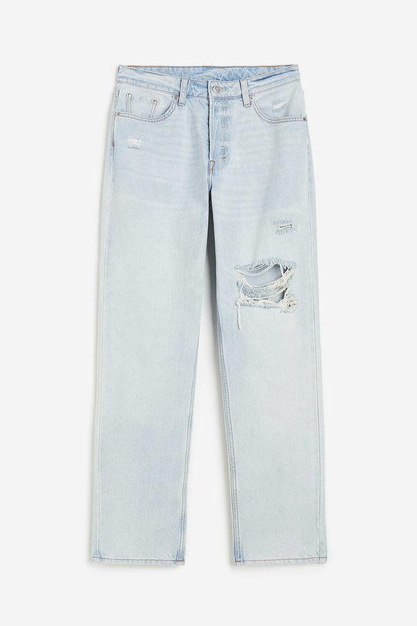 H&M 90s Boyfriend Fit High Jeans Ljus Denimblå/trashed