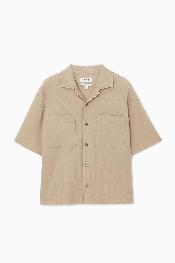 COS Textured Camp-collar Shirt Beige