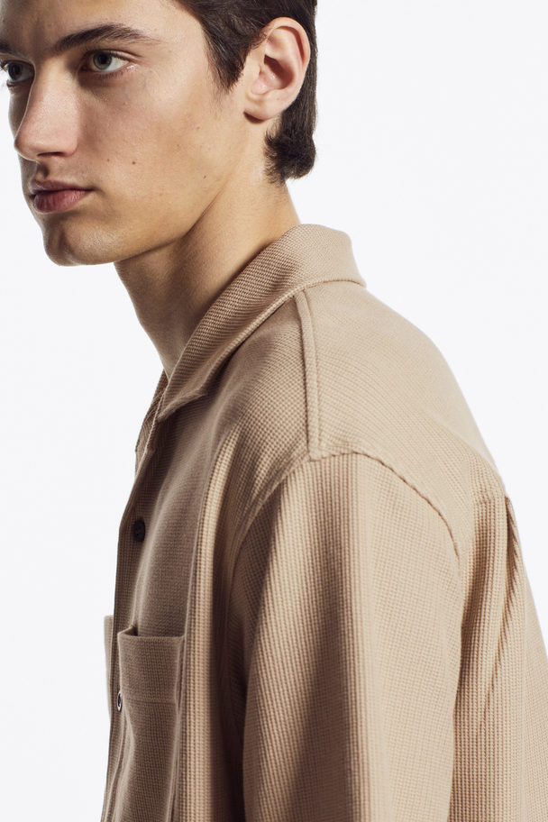 COS Textured Camp-collar Shirt Beige