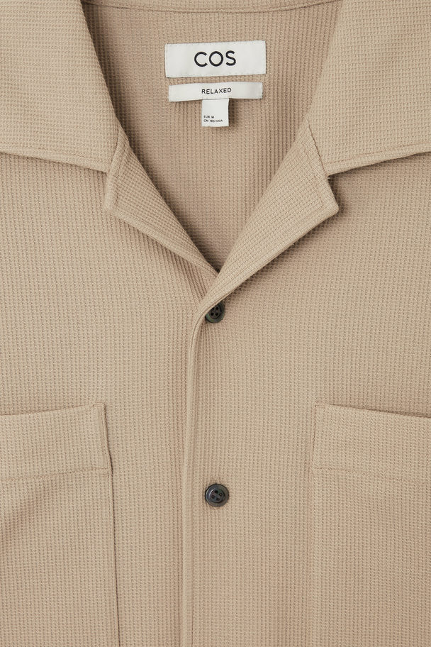 COS Textured Camp-collar Shirt Beige