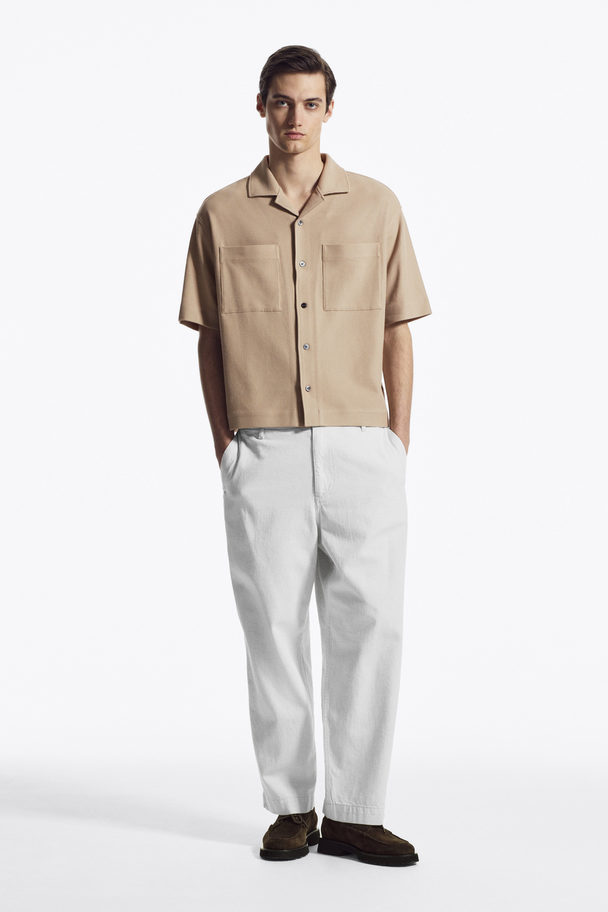 COS Textured Camp-collar Shirt Beige