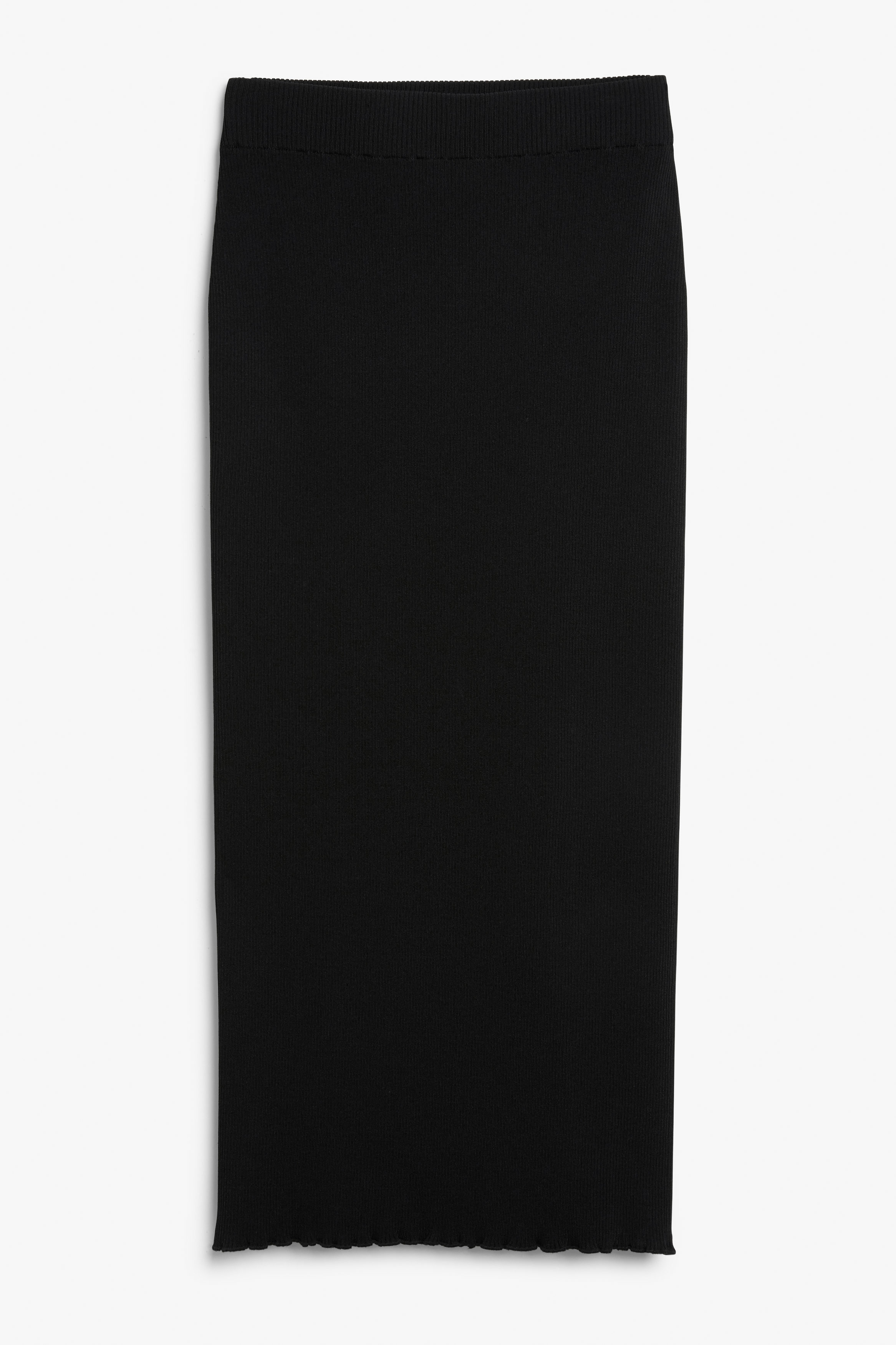 Billede af Monki Sort Nederdel I Rib Med Bølgekant, Nederdele. Farve: Black størrelse L