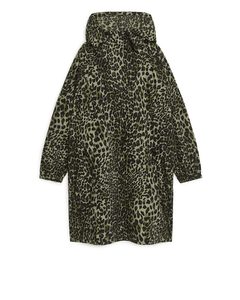 Hooded Cotton Dress Green/leopard