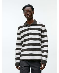 Knitted Polo Shirt Dark Grey/white
