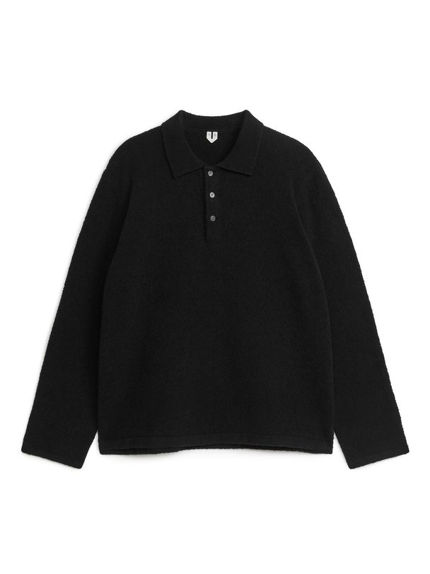 ARKET Knitted Polo Shirt Black