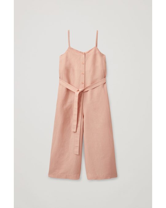 COS Linen Belted Jumpsuit Dusty Pink