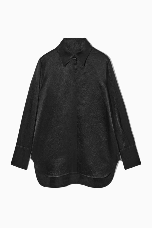 COS Oversized Textured-satin Shirt Black