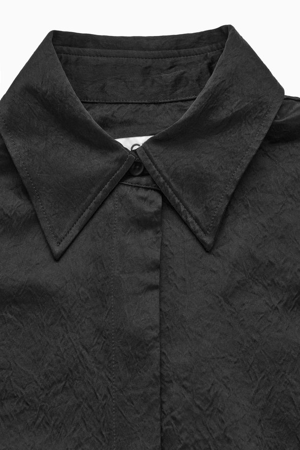 COS Oversized Textured-satin Shirt Black