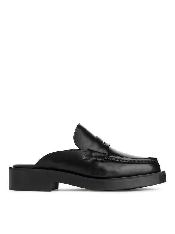 ARKET Leather Slip-on Loafers Black