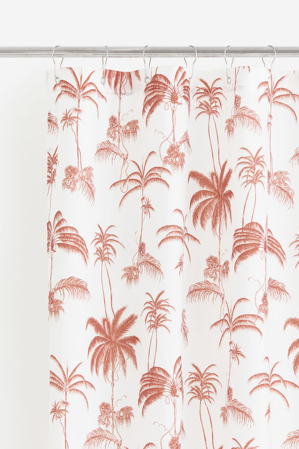 H&M HOME Printed Shower Curtain Rust Red/palm Trees