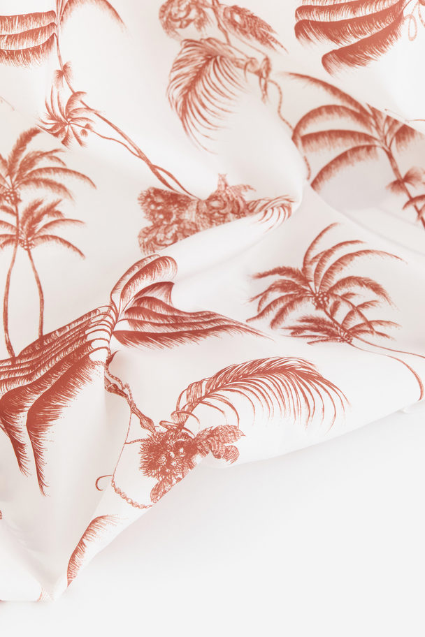 H&M HOME Printed Shower Curtain Rust Red/palm Trees