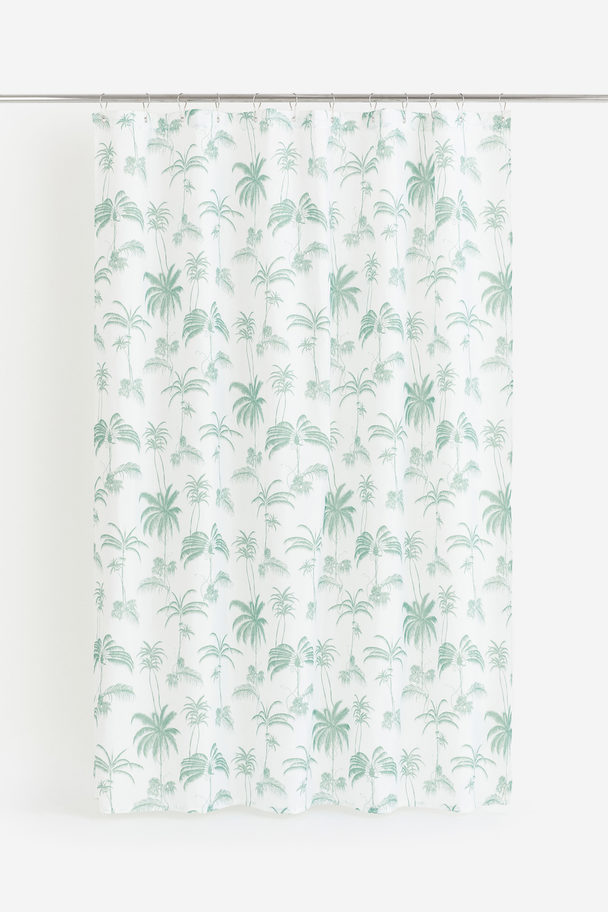 H&M HOME Printed Shower Curtain Light Green/palm Trees