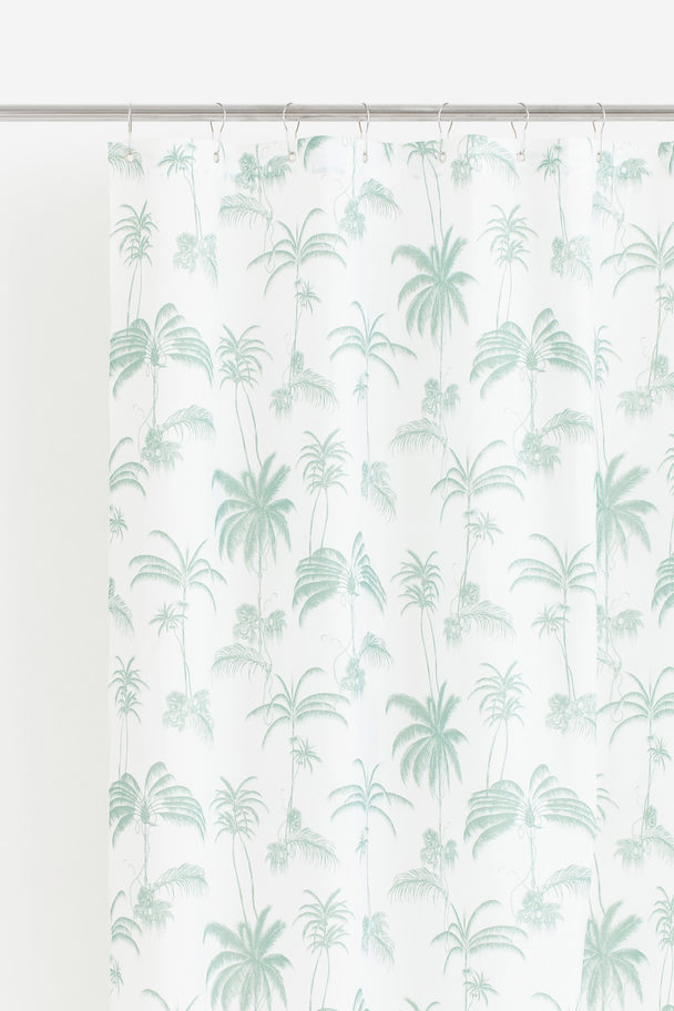 H&M HOME Printed Shower Curtain Light Green/palm Trees