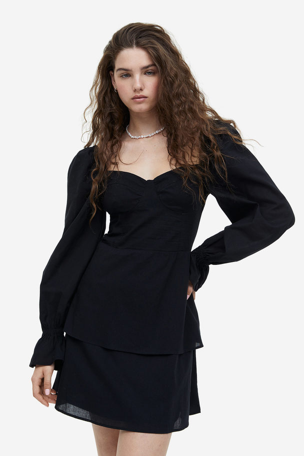 H&M Korsagenkleid mit Schnürdetail Schwarz