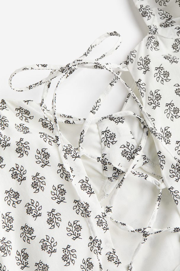 H&M Lacing-detail Corset Dress Cream/floral