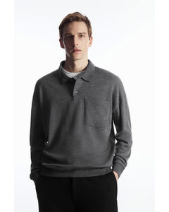 Knitted Wool Polo Shirt Grey