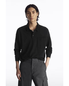 Knitted Wool Polo Shirt Black