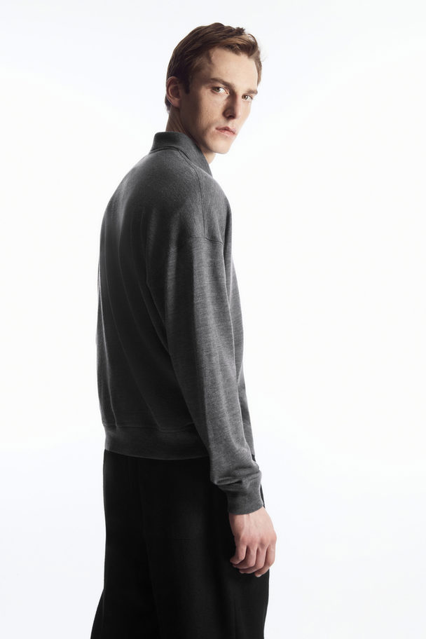 COS Knitted Wool Polo Shirt Grey