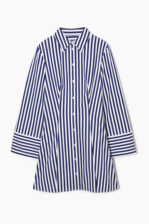 COS Striped Waisted Mini Shirt Dress Blue / White / Striped