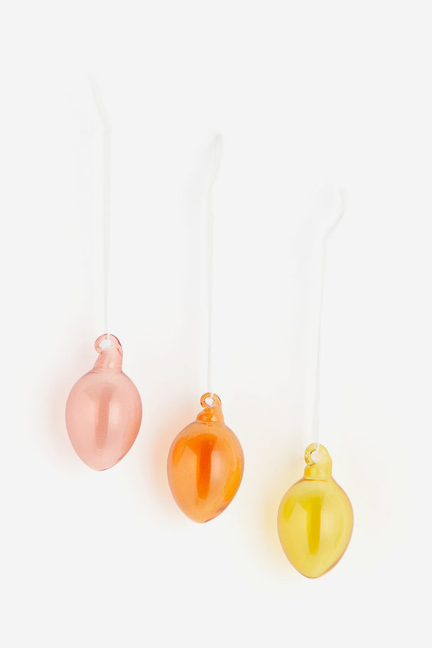 H&M HOME 3-pack Glass Decorations Orange/pink/yellow