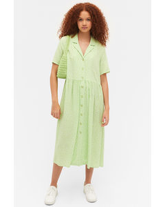 Green Floral Midi Button-up Dress Green Floral