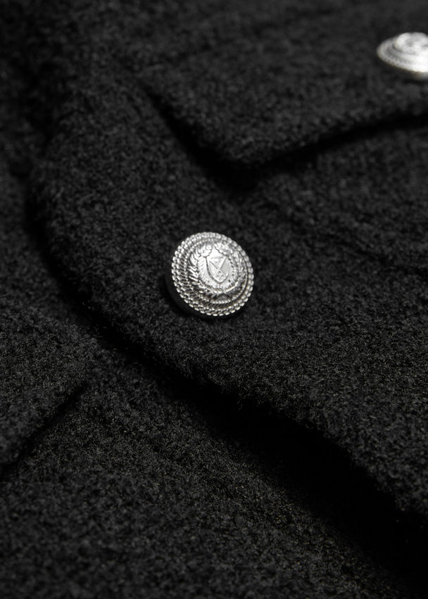 & Other Stories Buttoned Bouclé Jacket Black