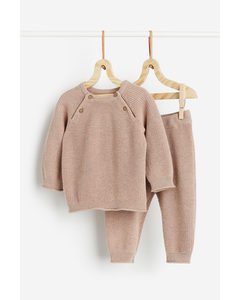 Knitted Jumper And Trousers Beige
