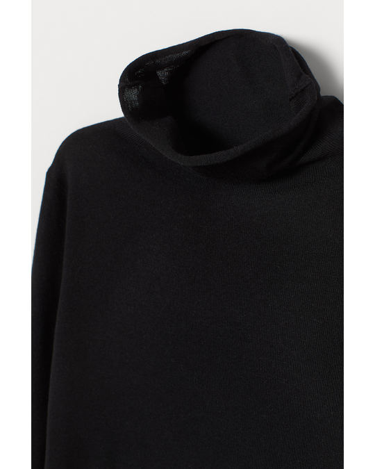 H&M Fine-knit polo-neck jumper Black